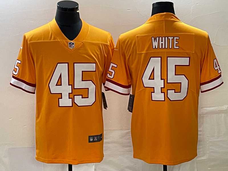 Mens Tampa Bay Buccaneers #45 Devin White Yellow Limited Stitched Throwback Jersey